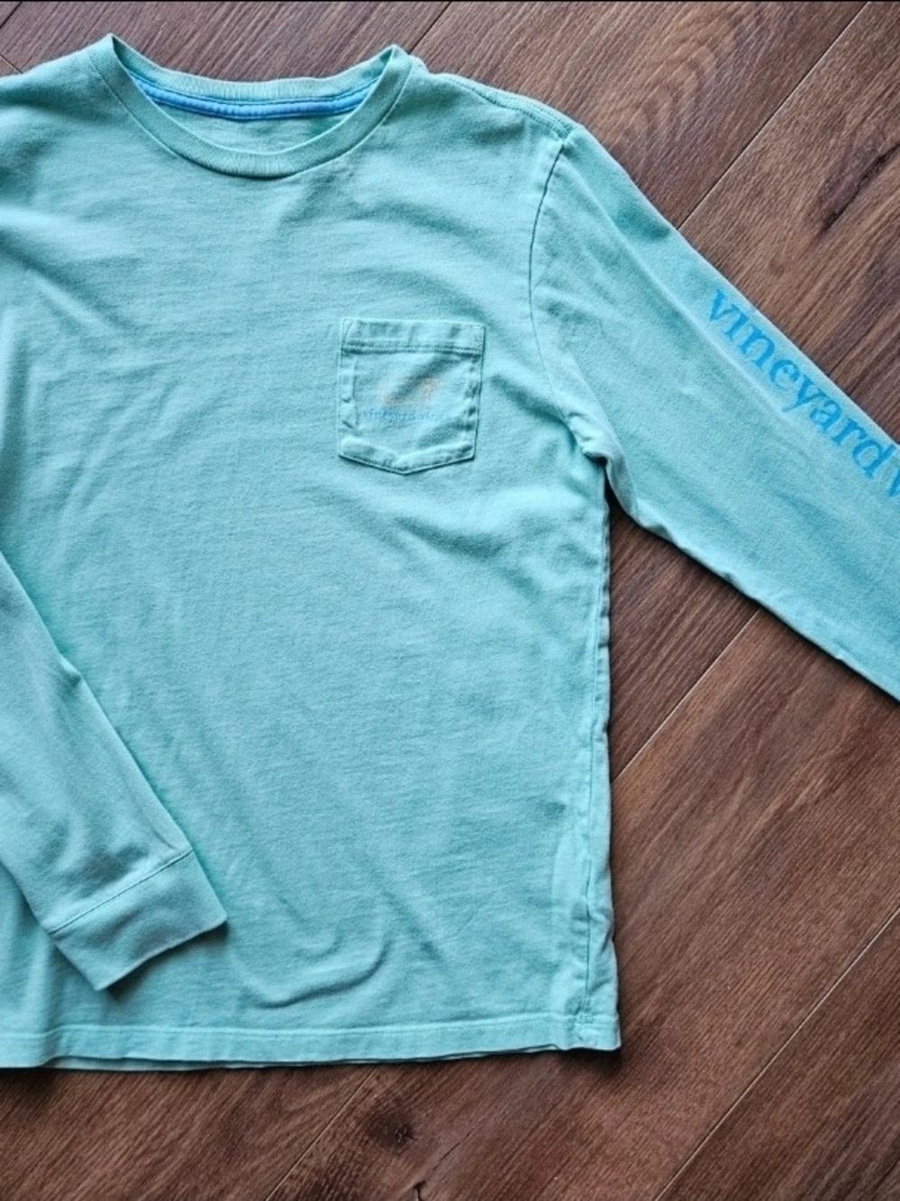 Vineyard Vines Kids' Long-Sleeve Pocket Tee - Aqua Green